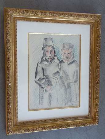 DE BELAY Pierre (1890-1947) Deux femmes Ile de 