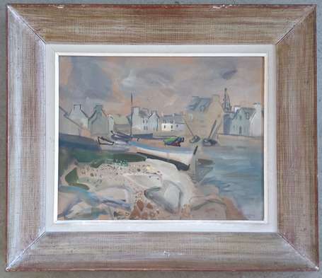 SIMON Henri (1910-1987) Petit port breton Huile 