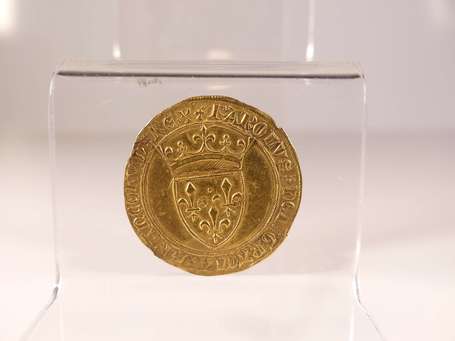 Ecu d'or Charles VI monté en broche.