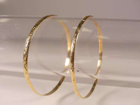 Deux bracelets jonc en or jaune 18K (750°/00) 