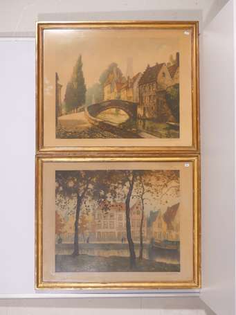VAN NESTE Alfred (1874-1969) Bruges : Pont - Les 