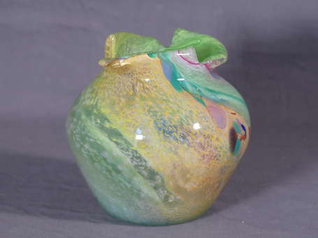 COURSON René (1940-2012) - Vase en verre moucheté 