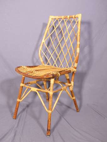 Chaise en rotin et bambou. Circa 1960.