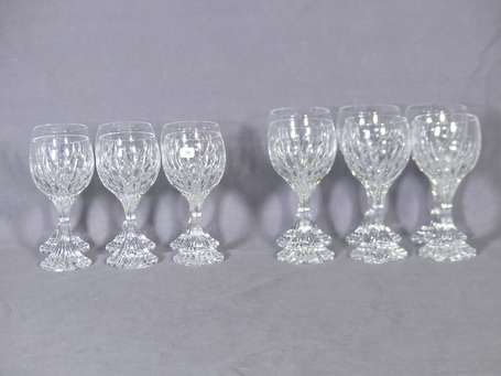 BACCARAT, Modèle Masséna - Ensemble de 6 verres à 