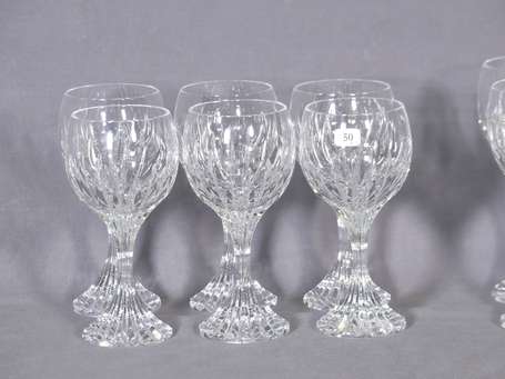 BACCARAT, Modèle Masséna - Ensemble de 6 verres à 