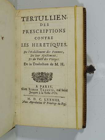 TERTULLIEN - Des prescriptions contre les 