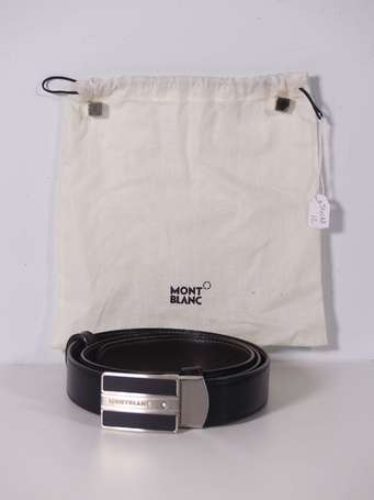 MONTBLANC - Ceinture réversible en cuir glacé noir