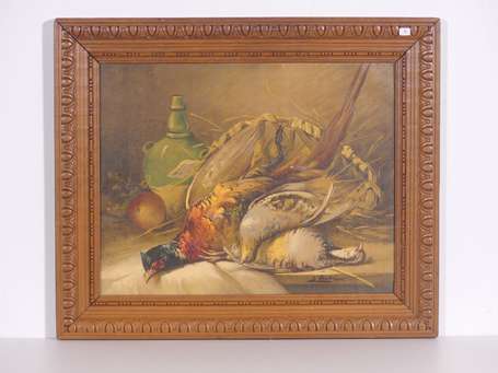 Nature morte de gibier. Chromolithographie. Cadre 