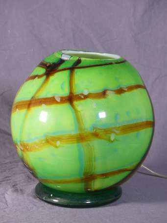 MURANO, F. SILVIY - Vase sphérique en verre vert 