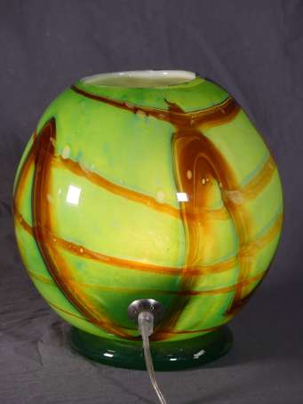 MURANO, F. SILVIY - Vase sphérique en verre vert 