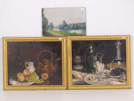 ECOLE XXè siècle Nature morte Deux huiles sur 