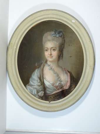 ECOLE XVIIIe -  Portrait de femme. Pastel à vue 