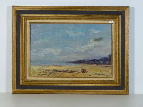 LE BOURGEOIS XXe - Bord de mer. Huile sur toile, 