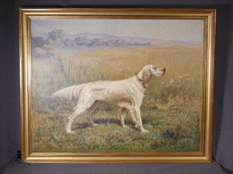 THEVENIN Henri (1870-1940) - Setter anglais. Huile