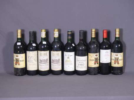 Lot de 9 Bt : 3 Bt Château Pradeaux Bandol 1986, 2