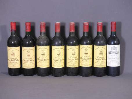 Lot de 8 Bt : 5 Bt Château Moulin Riche St Julien 