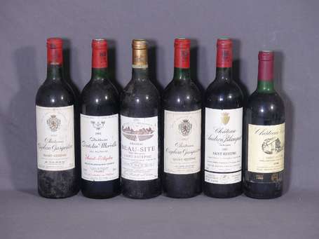 Lot de 6 Bt : 2 Bt Château Cap Bern Gasqueton St 