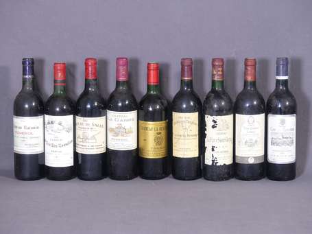 Lot de 9 Bt : 1 Bt Clos du Clocher Pomerol 1993, 1