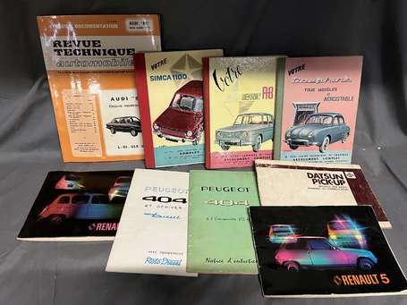 Automobile - 9 brochures ou livrets sur les 