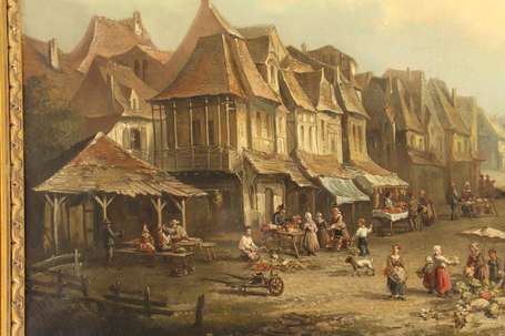 FEREY Prosper (XIXè siècle) - Scène de marché. 