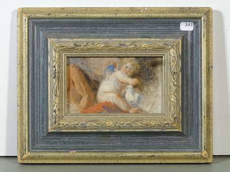 ECOLE (Xxè siècle) - Putto. Huile sur panneau, 