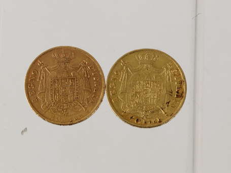 2 Pièces de 40 lires en or Napoléon Roi d'Italie, 