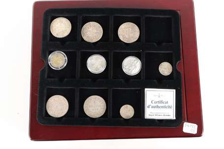 Coffret contenant 9 monnaies en argent diverses : 