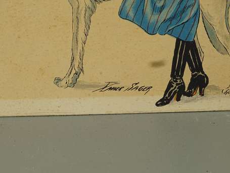 SAGER Xavier (1870-1930) - Elégante et cheval. 