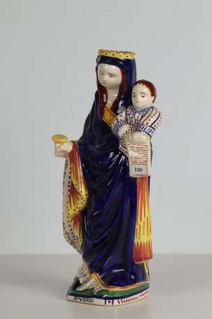 HENRIOT Quimper - Sainte Vierge. Statuette en 