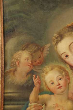 ECOLE XIXè siècle - Vierge à l'enfant. Huile sur 