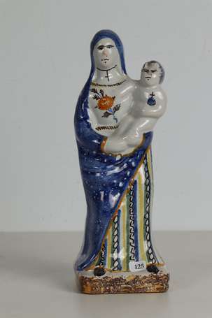 Vierge d'accouchée en faïence polychrome. XIXè 