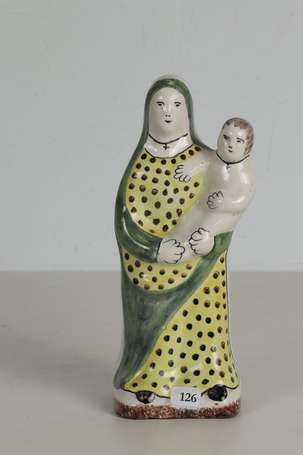 Vierge d'accouchée en faïence polychrome. XIXè 