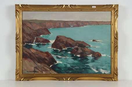 LAUNAY Léon (1890-1956) - Côte rouge à Quiberon. 