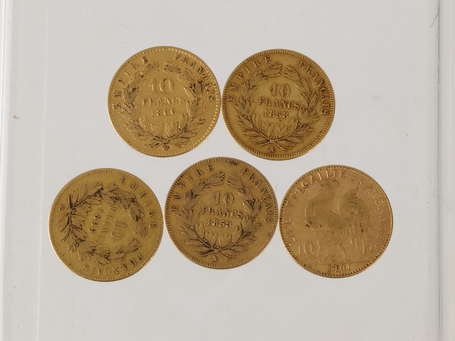 5 pièces de 10 francs or. Poids total : 15,91 g