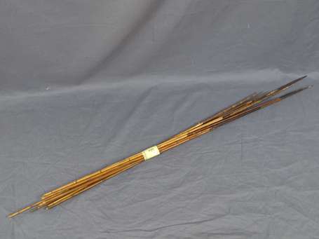 Douze anciennes flèches en bambou à embout de bois