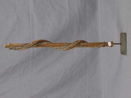 Ancien bâton serpent en bois dur, objet faisant 