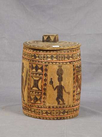 Ancienne boîte à miel en bois à décor bicolore, 