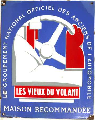 LES VIEUX DU VOLANT : Très rare plaque émaillée 