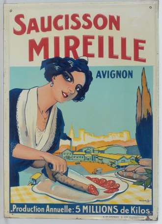 SAUCISSON MIREILLE à Avignon : Tôle lithographiée 