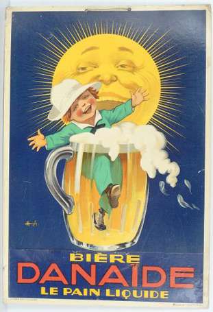 BIERE DANAIDE : Panonceau lithographié, illustré 