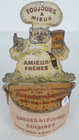 AMIEUX Frères à Nantes : Rare Boîte à Sel en tôle 