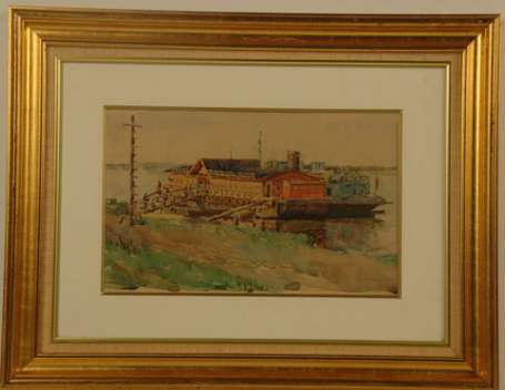 Ponceau Jules 1881-1961 L'Embarcadère Aquarelle, 