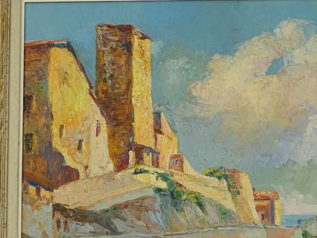 COUCHET André XXe - Les Remparts d'Antibes. Huile 