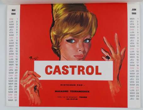 CASTROL Calendrier pour l'année 1966 illustré de 