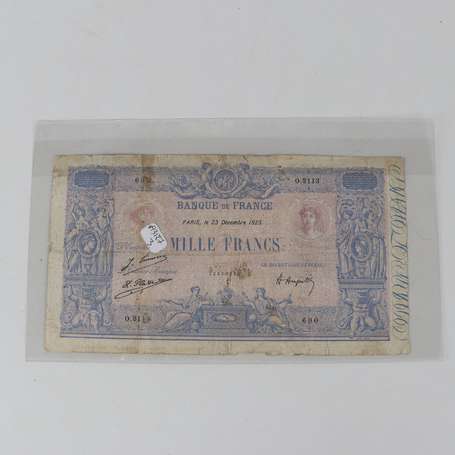Billet de 1000 Francs bleu et rose du 23/12/1925, 