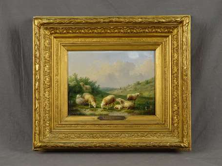 COMMANS Auguste (1855-1896) - Moutons. Huile sur 