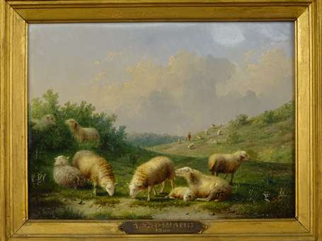 COMMANS Auguste (1855-1896) - Moutons. Huile sur 
