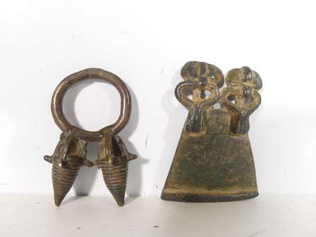 Une bague et un pendentif en bronze à fonte à cire