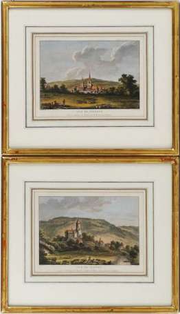 Paire de gravures polychrome de Suisse, Vue de 