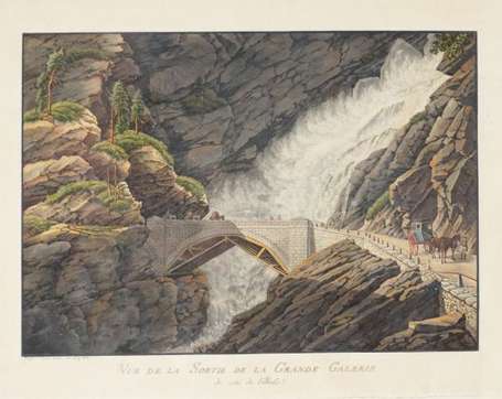 Deux gravures polychrome de Suisse, Vue de 